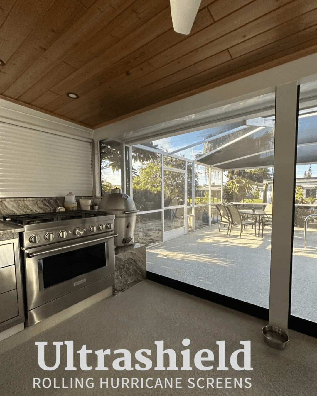 Motorized storm shutters on a coastal Brevard County home